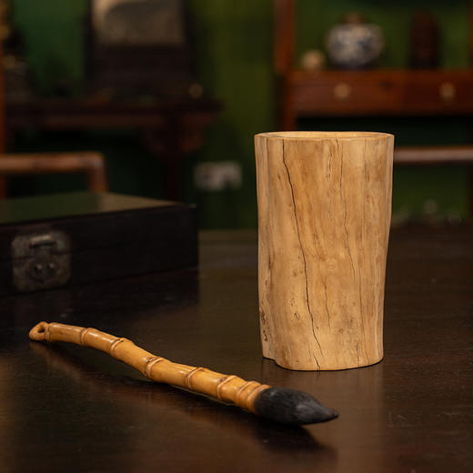 黄杨木随形笔筒及竹节工笔筒成套 商品图4