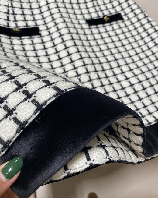 现货 THS 6.21- 拉格菲尔·德重磅棋盘格花呢香风短外套 半裙 BF1014  BK1141 商品图8