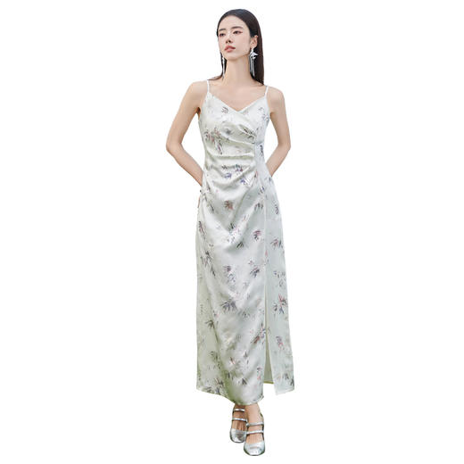 IWY/扶摇系列 夏季新中式清冷感开叉提花吊带裙FYQ381 商品图4