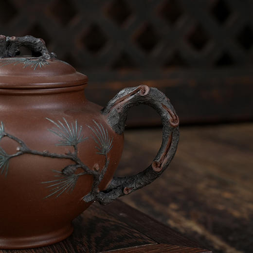 严伟敏劲松壶 紫泥 宜兴紫砂原矿茶壶紫砂壶功夫茶泡茶壶茶具仿古 商品图7