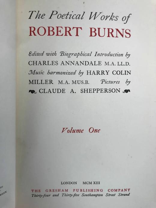 1913年 塔尔文•莫里斯装帧设计《彭斯诗集》（全4卷）  约20余幅插图 漆布精装18开 商品图3