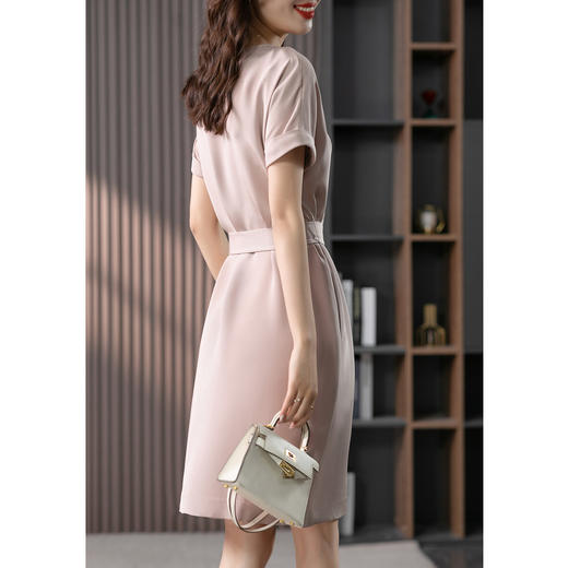 87861原形真丝桑蚕丝连衣裙女2024春夏季新款设计感收腰气质中长款裙子 商品图4