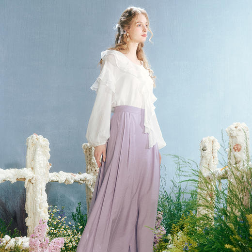 两三事 简约宽松高腰阔腿休闲裤女 商品图3