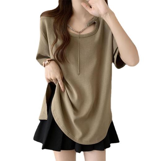 【宽松百搭T恤上衣设计】夏季新款 短袖显瘦大码中长款 随心所欲搭配打底衫 商品图3