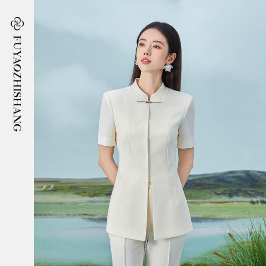 IWY/扶摇系列 米白色夏季国风时尚新中式改良西装套装FYCP356 商品图0