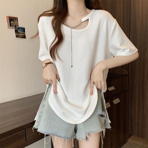 【宽松百搭T恤上衣设计】夏季新款 短袖显瘦大码中长款 随心所欲搭配打底衫 商品图4
