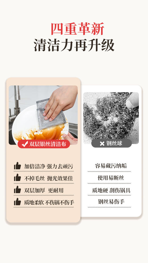 好媳妇银丝洗碗布厨房专用洗碗洗锅不沾油清洁布双面银丝去污抹布 商品图1