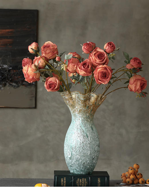 创意仿古褶子手工波浪口白菜玻璃花瓶家居软装台面水培果盘摆件 商品图6