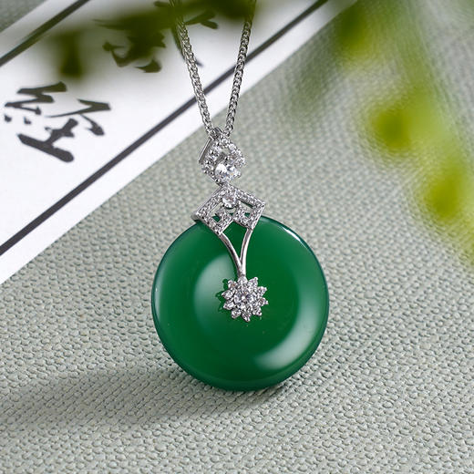 子佩集S925银【水色花香】套链【DZ013360】纯银绿玉髓项链平安扣2406 商品图2