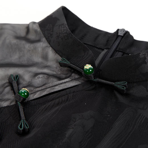 PG801斯尔丽24新款改良旗袍夏季新款薄透朦胧水墨画收腰散摆显高连衣裙 商品图4