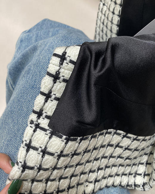 现货 THS 6.21- 拉格菲尔·德重磅棋盘格花呢香风短外套 半裙 BF1014  BK1141 商品图10