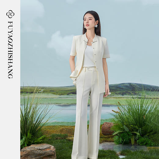 IWY/扶摇系列 米白色夏季国风时尚新中式改良西装套装FYCP356 商品图2