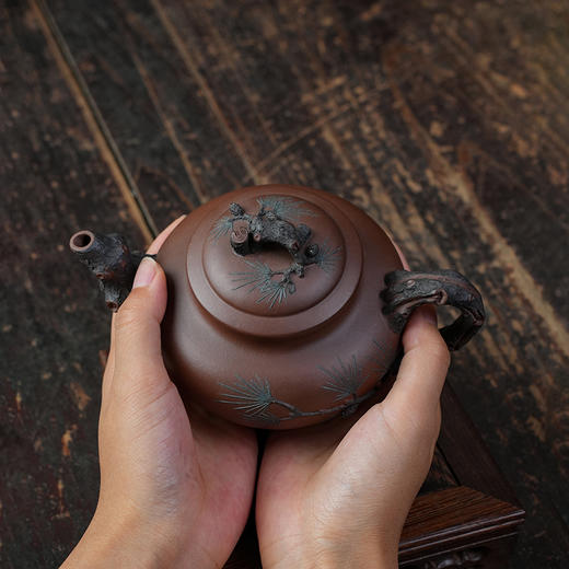 严伟敏劲松壶 紫泥 宜兴紫砂原矿茶壶紫砂壶功夫茶泡茶壶茶具仿古 商品图3