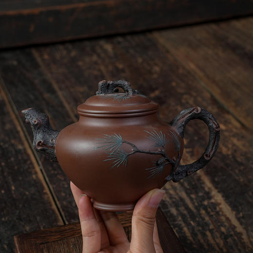 严伟敏劲松壶 紫泥 宜兴紫砂原矿茶壶紫砂壶功夫茶泡茶壶茶具仿古 商品图8