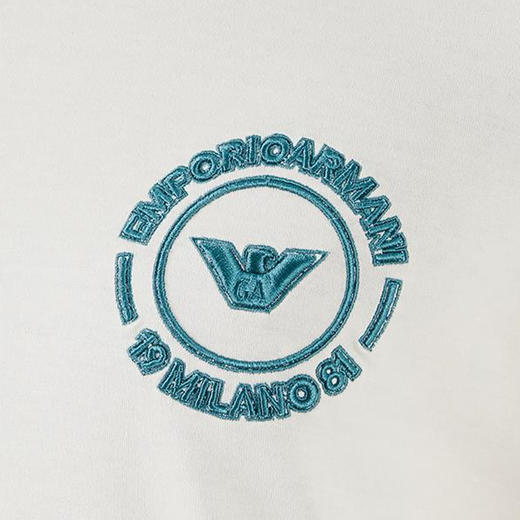 EMPORIO ARMANI 阿玛尼 男士徽标刺绣棉质圆领短袖T恤 米色 3D1TG8 1JOCZ 01A5 商品图3