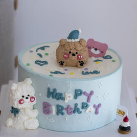 奶油霜手绘小狗蛋糕