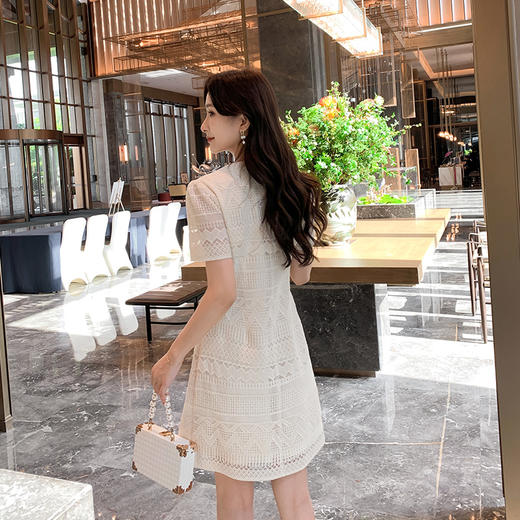 【清仓超15天不保价】奢姿2025年夏季新款大码女装气质V领裙子胖妹妹蕾丝绣花连衣裙9942826439【1】 商品图3