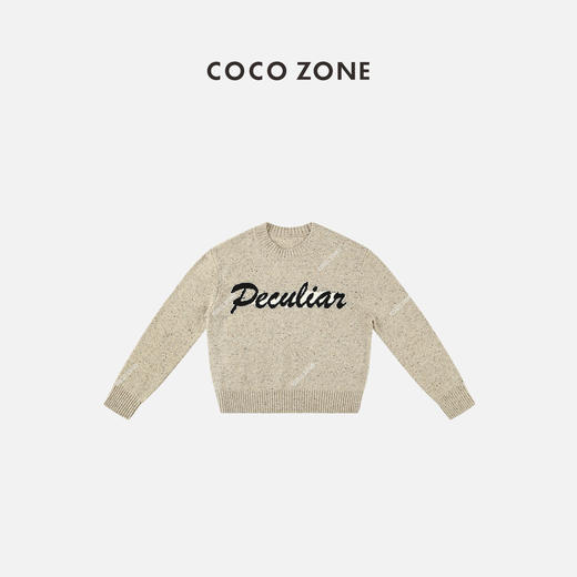COCO ZONE“花纱毛衣”圆领字母潮毛针织微弹羊毛衫23C19856 商品图0
