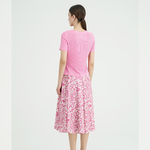 司歌弹力圆领短袖T恤不对称上衣休闲显瘦T891139Y 商品图3