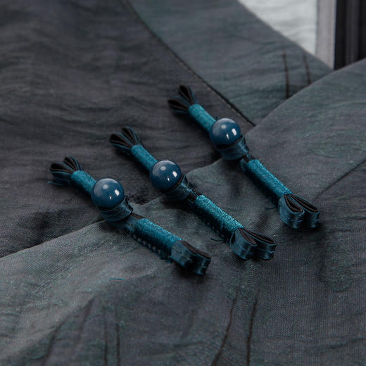 PG802斯尔丽24新款改良渐变水墨画国风插片网布袖高腰节放摆连衣裙 商品图4