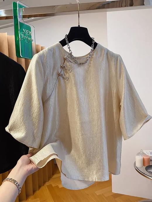 【胖mm大码女装】夏季短袖t恤女 高级感新中式国风潮流上衣  商品图2