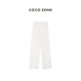COCO ZONE纯色松紧腰内里腰绳休闲裤口袋带拉链 23C19230