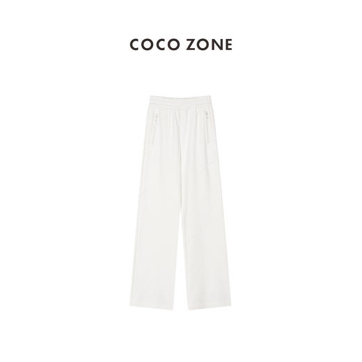 COCO ZONE纯色松紧腰内里腰绳休闲裤口袋带拉链 23C19230 商品图0