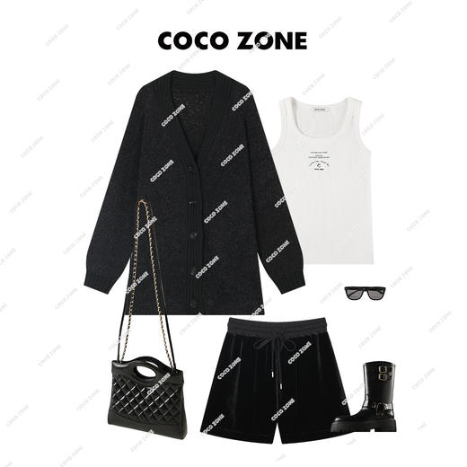 COCO ZONE中长款V领单排扣长袖外套针织衫百搭 23C19364 商品图3