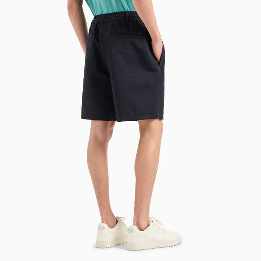 EMPORIO ARMANI 阿玛尼 男士亚麻合身系带腰纯色百慕大短裤 蓝色 3D1PH7 1K2WZ 0920 商品图2