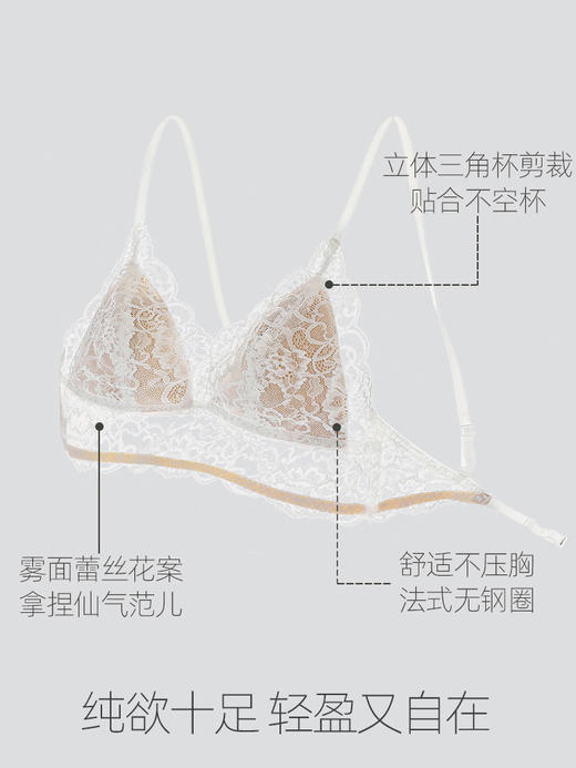 好奇蜜斯美背内衣女夏季薄款大胸显小无钢圈文胸套装蕾丝性感胸罩优拉 商品图3