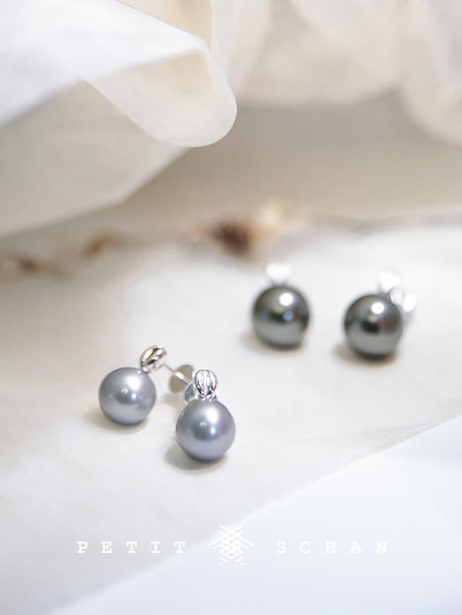 PETIT SCHAN小闪 JEW#014 meet unexpectedly 不期而遇 10mm淡水珍珠/12mm奥地利施华洛珍珠925纯银耳钉 商品图5