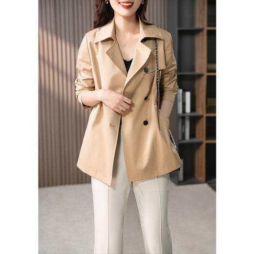 85407原形西装领外套女小个子休闲风衣2024春季新款中长款时尚百搭上衣 商品图2