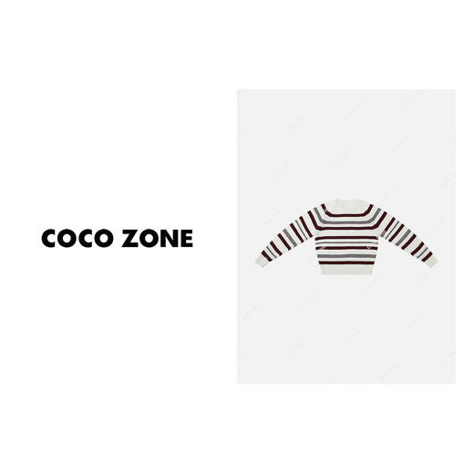 COCO ZONE撞色条纹羊毛织长袖毛衣慵懒风针织上衣23C30407 商品图3