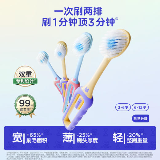 兔头妈妈儿童分龄倍速牙刷3-6-12岁（蓝色） 商品图2