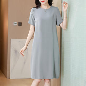 AHM xyz3331纯色圆领法式气质连衣裙时尚宽松显瘦裙