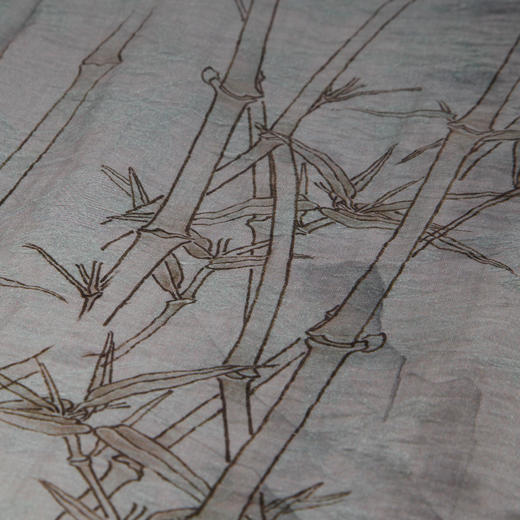 PG802斯尔丽24新款改良渐变水墨画国风插片网布袖高腰节放摆连衣裙 商品图5