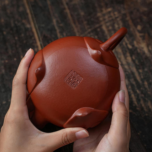 佘秋丽三脚如意壶 大红袍 宜兴紫砂原矿茶壶紫砂壶功夫茶泡茶壶茶具仿古 商品图1