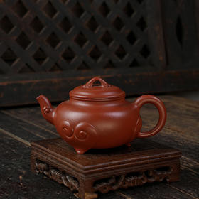 佘秋丽三脚如意壶 大红袍 宜兴紫砂原矿茶壶紫砂壶功夫茶泡茶壶茶具仿古