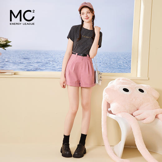 mc2开扣配皮带卷边四分休闲裤女装2024夏季新款甜美减龄风小个子 商品图2