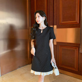 [奢姿轻奢系列]大码女装2025夏季镂空设计连衣裙胖妹妹拼接裙子8942826442