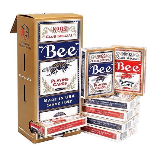 小蜜蜂扑克牌 美国bee纸牌 进口掼蛋桥牌 92德州高档比赛专用朴克 红蓝底随机1付 商品图3