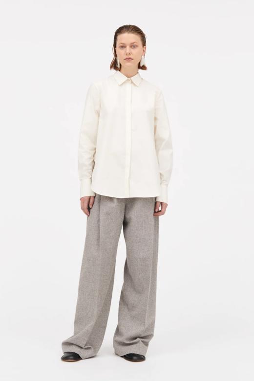 Mark Kenly Domino Tan  奶油色BERTINE棉府绸长袖衬衫 商品图5