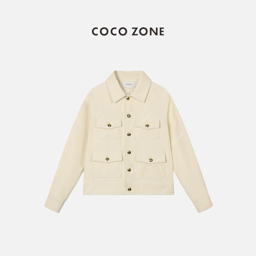 COCOZONE100%棉小香风设计师翻领外套多口袋长袖23C19338 商品图0