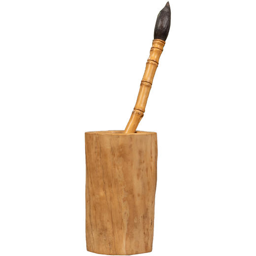 黄杨木随形笔筒及竹节工笔筒成套 商品图5