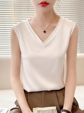 夏季【V领天丝吊带背心女】内搭短款 宽松冰丝无袖西装打底 大码吊带女 _ZSY