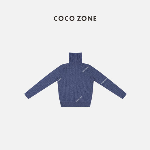 COCO ZONE洋气高领麻花纹针织衫纯色休闲毛织上衣23C50020 商品图0