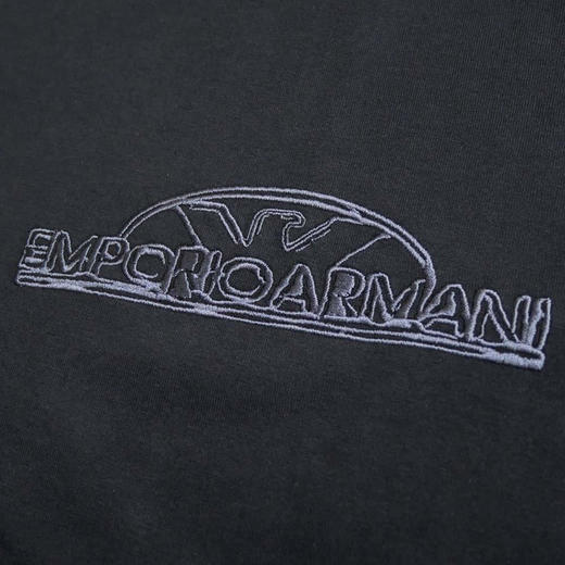 EMPORIO ARMANI 阿玛尼 男士徽标刺绣棉质圆领短袖T恤 黑色 3D1TG8 1JOCZ 0050 商品图2