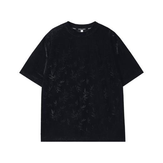 T1075夏季新款竹叶印花男士短袖百搭潮流高弹上衣宽松设计圆领T恤 商品图0