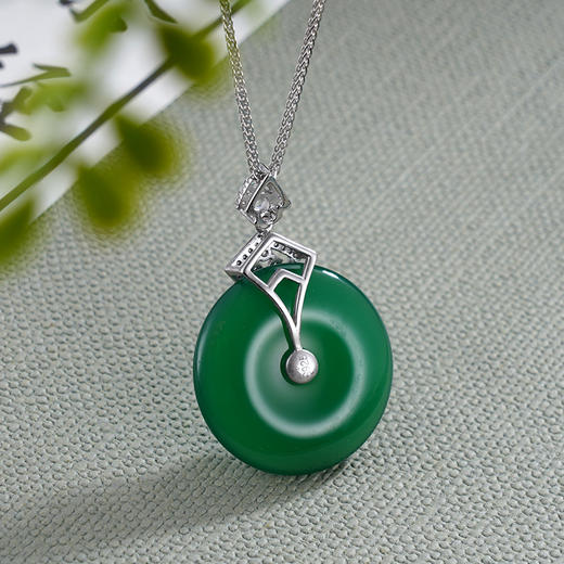 子佩集S925银【水色花香】套链【DZ013360】纯银绿玉髓项链平安扣2406 商品图1
