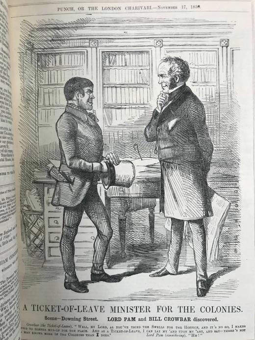 1855年7月-1857年6月 英国讽刺漫画杂志《笨拙》 数百幅插图 真皮精装16开 商品图5